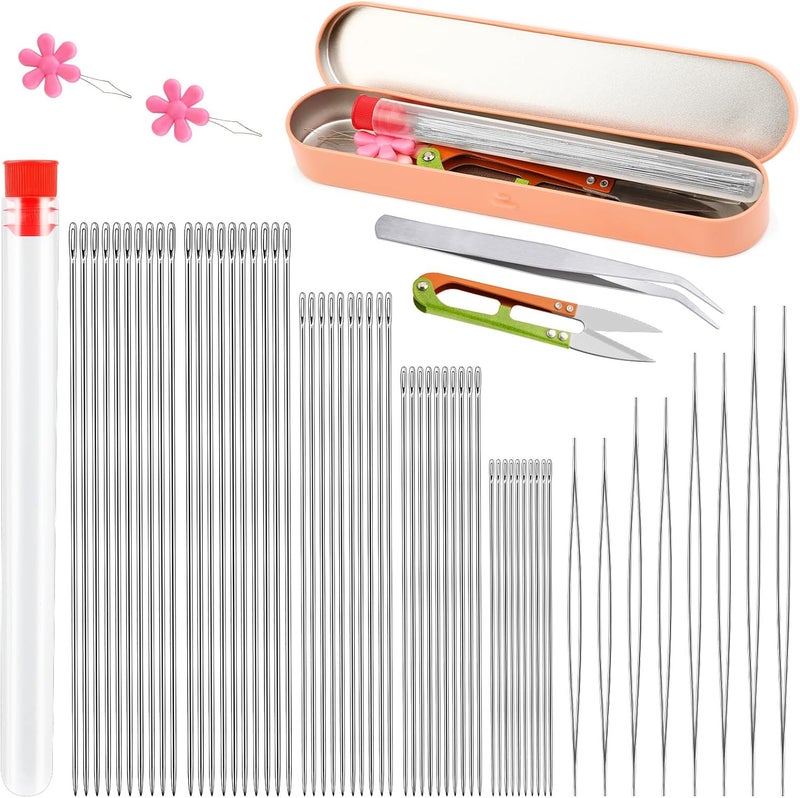 kdafio 58 Pcs Beading Needles for Jewelry Making, Big Eye Beading Needles Ultra-Thin Stainless Steel Craft Seed Bead Needles, Flexible Eye, Perfect for Beading, Embroidery & DIY Crafts - Image 1